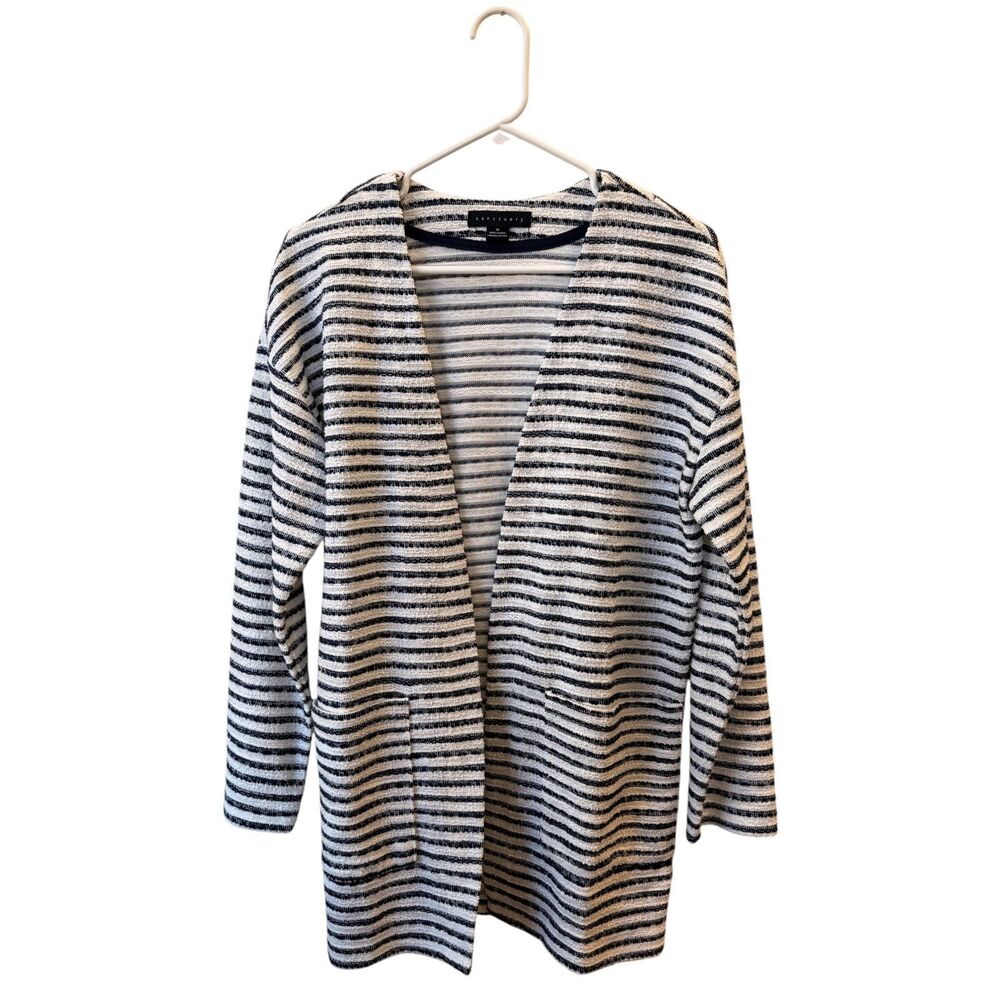 Sanctuary Navy & White Striped Open Front Cardigan Size M Beach Nautical